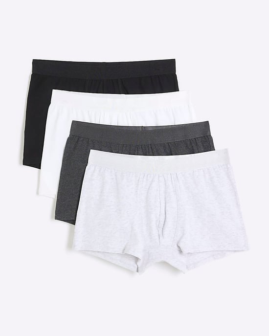 River Island Mens Trunks Grey 4 Pack Cotton Stretch Ri