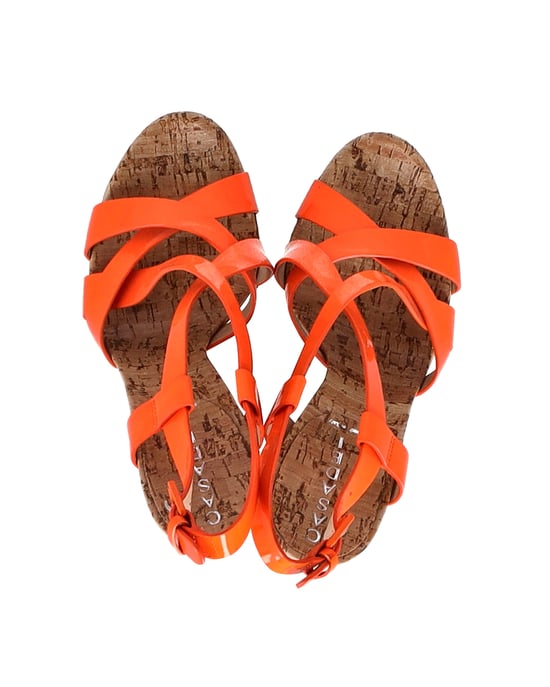 Casadei Krossband Hoge Blokhak Sandalen in Oranje Patalleer - Image 5