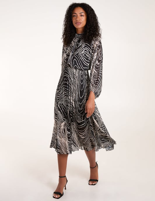 High Neck Pleated Dress