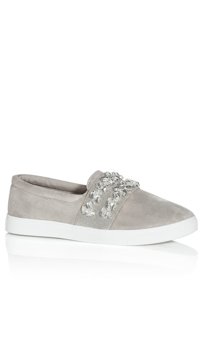 EVANS Women's EXTRA WIDE FIT Embellished Skater - grey