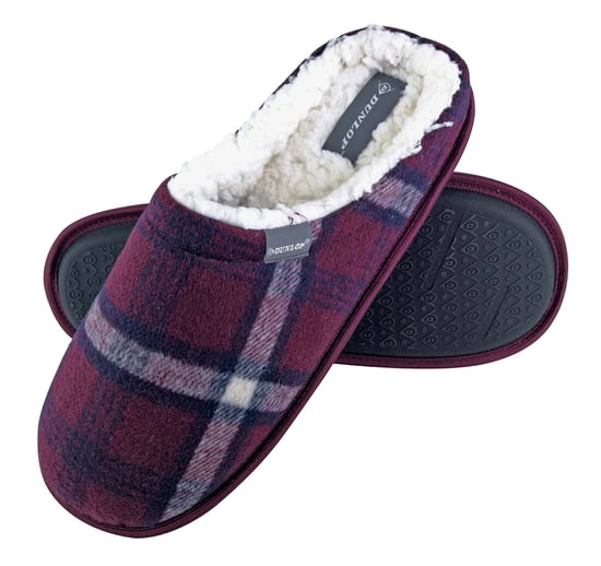 Dunlop - Heren Warme Pluche Fleece Voering Instap Muil Geruite Huisslippers - Image 1