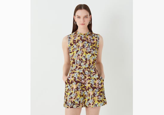 Violet Printed Linen Playsuit - Multi