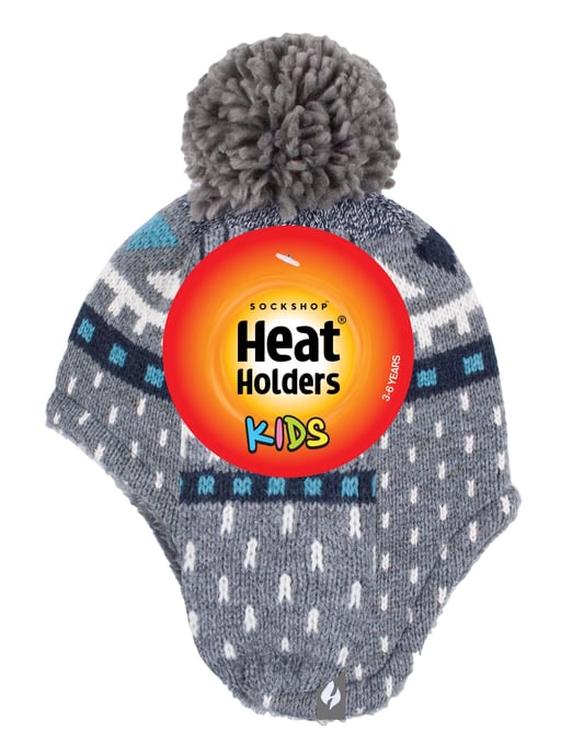 Heat Holders Jongens Nepbont Pom Pom Muts & Wanten - Pebble Melange - Image 2