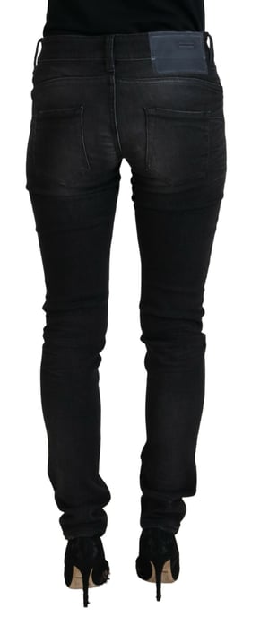 Acht Zwarte Katoenen Lage Taille Slim Fit Dames Casual Denim Damesjeans - Image 3