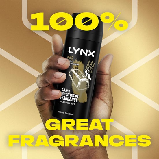 Lynx Body Spray Gold 48-H High Definition Fragrance Deo For Men, 3x150ml