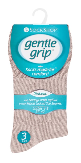 Gentle Grip - 6 paar diabetische damessokken - Beige - Image 2