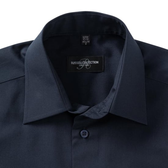 Russell Collectie Heren Lange Mouw Poly-Katoen Gemakkelijke Verzorging op maat gemaakt Poplin Shirt (Franse marine) - Image 4