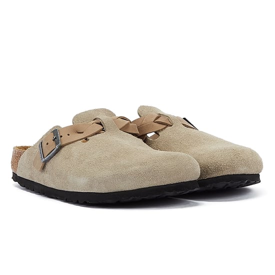 Birkenstock Boston gevlochten damesklompen taupe suède - Image 1