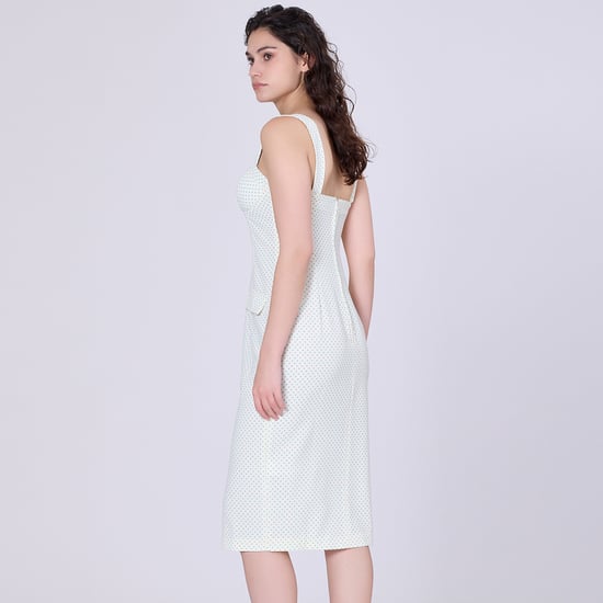 Sleeveless sheath dress mini dots print