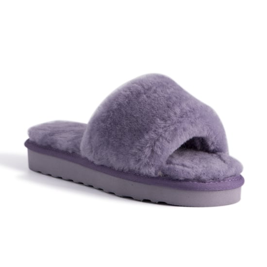 Aus Wooli Australia Womens Sheepskin Fluff Slide Slippers Purple