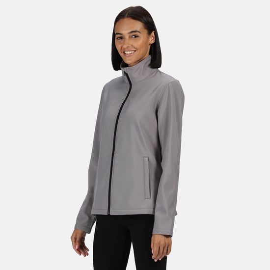 Regatta Standout Womens/Ladies Ablaze Printable Soft Shell Jacket (Rock Grey/Black)