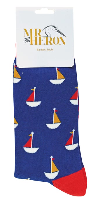 Mr Heron bamboesokken met nieuw patroon voor heren - Boten (Marine) - Image 2