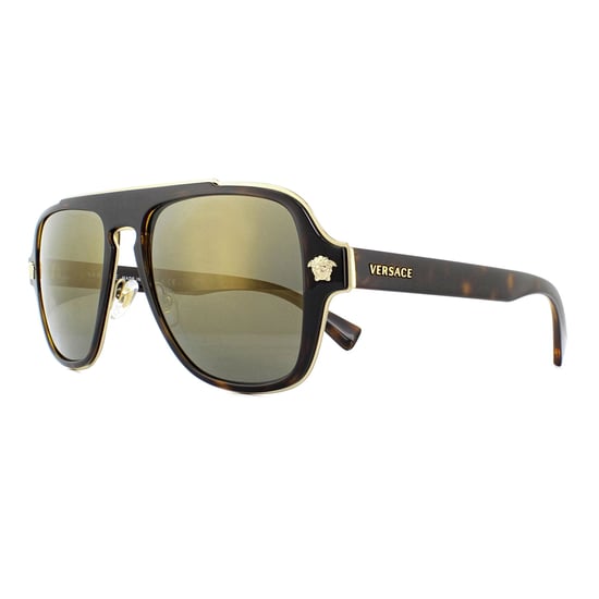 Versace Sunglasses VE2199 12524T Dark Havana Dark Grey Mirror Gold