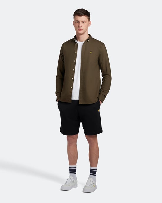 Lyle & Scott Regelmatig fit lichtgewicht Oxford -shirt in Olijf - Image 2