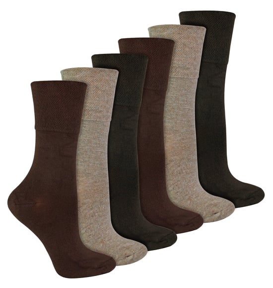 IOMI - Set van 6 bamboesokken voor diabeten voor dames - Donker Bruin - Image 1