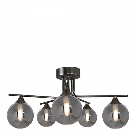Carney Gun Metal Smoked 5 Light Semi Flush Ceiling Light