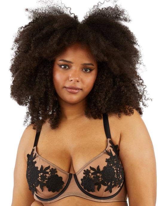 Playful Promises Alaina Mesh And Black Applique Bra