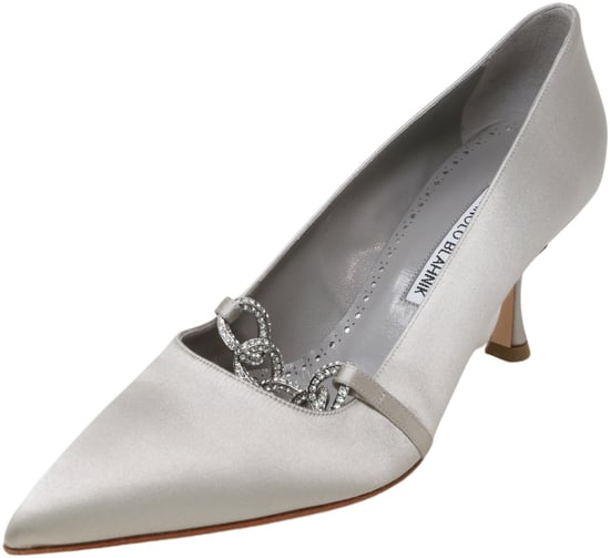 Manolo Blahnik Women's Delisonacry Crystal Link Chain Satin Pump Slingback