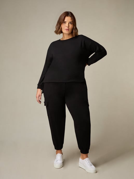 Black Jersey Cargo Trousers