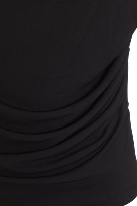 Black Ruched Cowl Neck Top