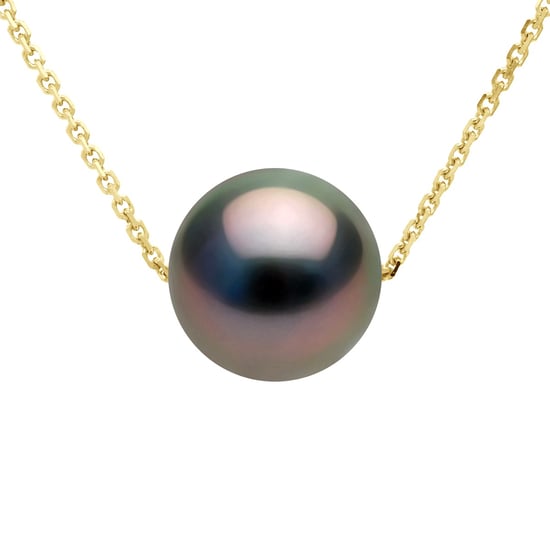 Necklace Real Cultured Tahiti Pearl PASSING THROUGH Round 8-9 mm