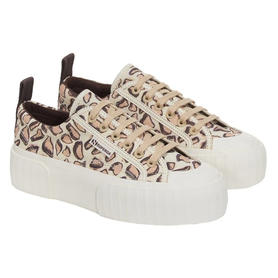 Superga Dames/Dames 2631 Giraffe Print Platform Trainers (Beige Natuurlijk) - Image 3