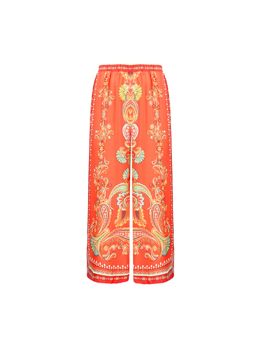 Multi Scarf Print Cropped Trousers