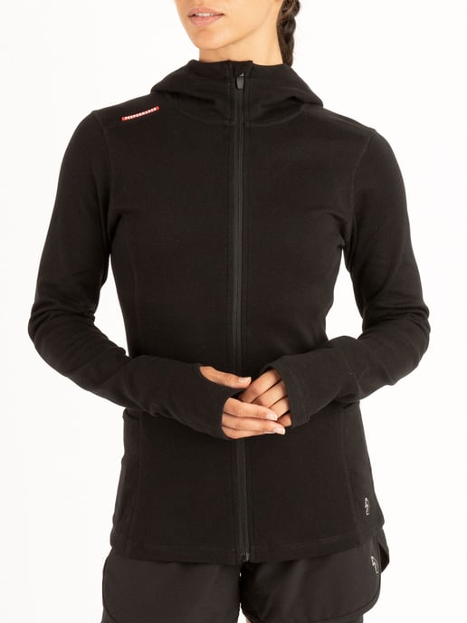 Luke 1977 Womens Barbell Workout Zip Hoodie in Black