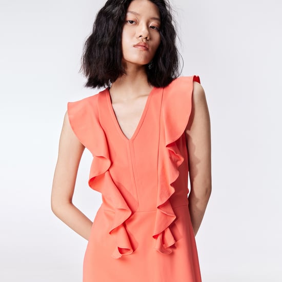 Jersey dress with wide ruffles