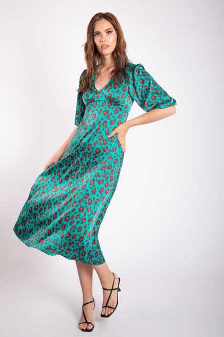 Midi-jurk met V-hals en dierenprint - Image 3