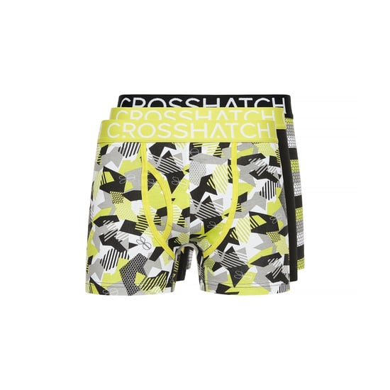 Crosshatch Heren Crystaline Boxershorts (Set van 3) (Lime/Zwart/Grijs) - Image 1