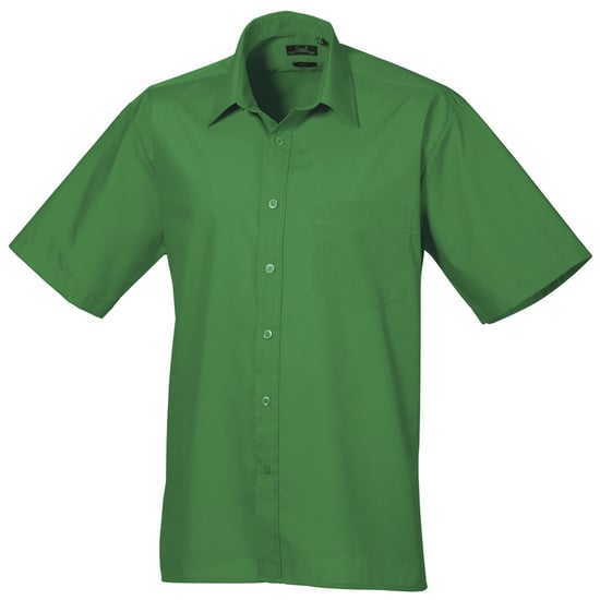 Premier Heren Korte Mouw Formele Poplin Gewoon Werk Shirt (Smaragd) - Image 1