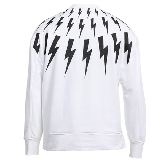 Neil Barrett Fair Isle Thunderbolt oversized wit sweatshirt - Image 2