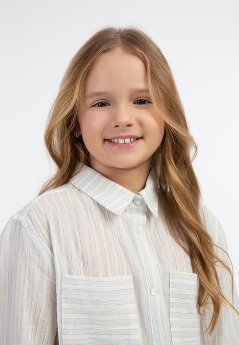 Dreimaster Overhemd blouse jurk Meisje Lichtblauwe strepen - Image 5