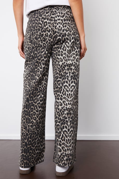 Brown Petite 'Soleil' Leopard Print Wide Leg Denim Jeans - Image 2