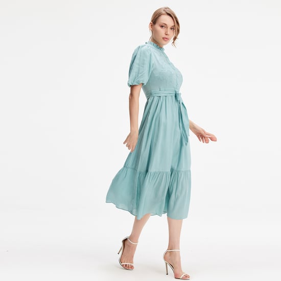 Tea dress with tiered ruffles