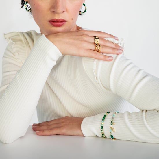 Luxenter Ihun bracelet in 925 sterling silver and Malachite finished in 18 carat yellow gold plating