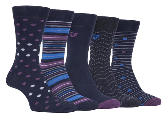 Farah - 5-Pack Heren Dun Ademende Klassieke Gestippelde Zachte Katoenen Kousen - FCS273NVYPUR (Gestippeld) - Image 1