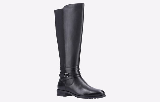 Hush Puppies Vanessa Leren Dames Zwart High Heeled Kniehoge Laarzen - Image 2