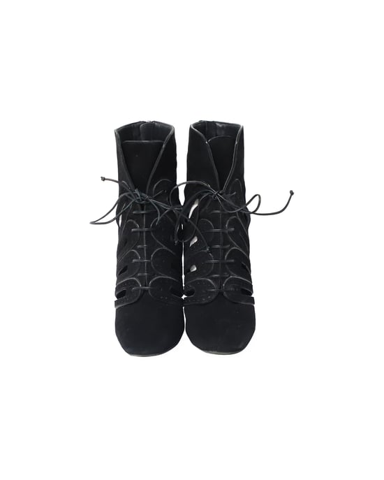 Bottega Veneta Cutout Veterschoenen Enkellaarsjes in Zwart Suède - Image 2