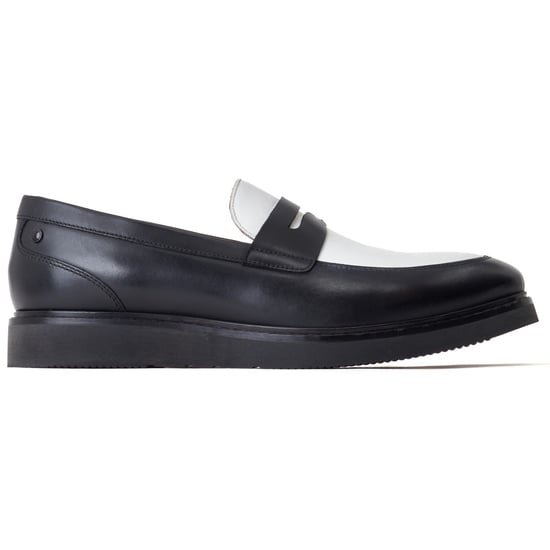 Base London Sid Leren Herenpantoffels Zwart/Wit - Image 5