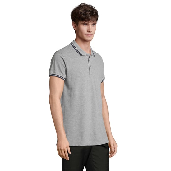 SOLS Heren Pasadena Melange Poloshirt (Grijs Melange/Zwaar) - Image 3