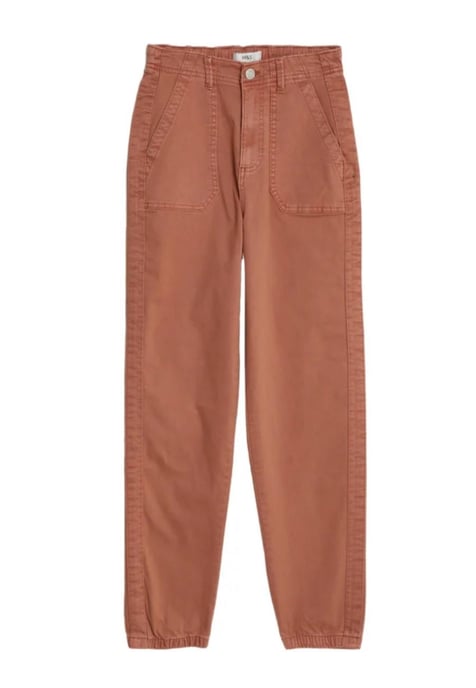 M&S Collection Dames Katoenmix Slim Fit Ankle Grazer Joggers Baksteenrood - Image 3