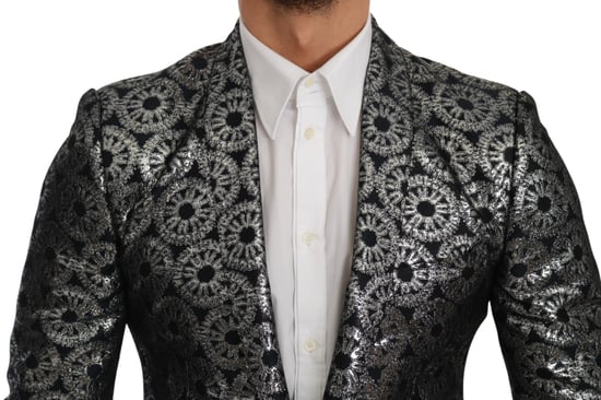 Dolce & Gabbana Blue Silver Slim Fit GOLD 2 Piece Suit