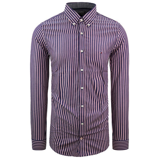 Tommy Hilfiger Slim Fit Oxford Overhemd Gestreept Navy Heren Top - Image 1