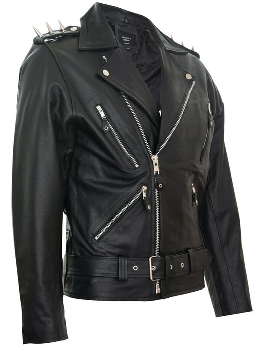 Brando Black ''Ghostrider'' Spiked Leather Biker Jacket