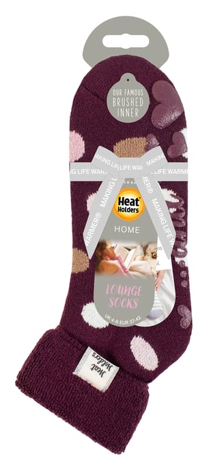 Dames Gezellige Sokken met Omgeslagen Boord | Heat Holders | Warme Fluffy Huissokken voor de Winter - Cabernet Dots - Image 2