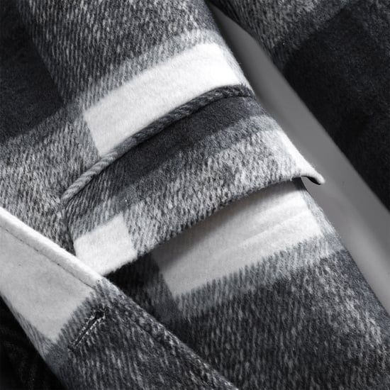 Heren lange slim fit geruite winter dikke jas met sjaalkraag wit - Image 4
