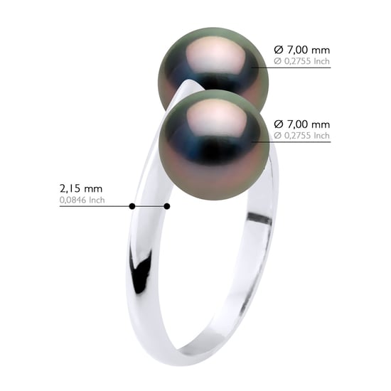 Ring Jij & Ik - 2 Echte Gecultiveerde Tahiti Parel Rond 8-9 mm - Image 2