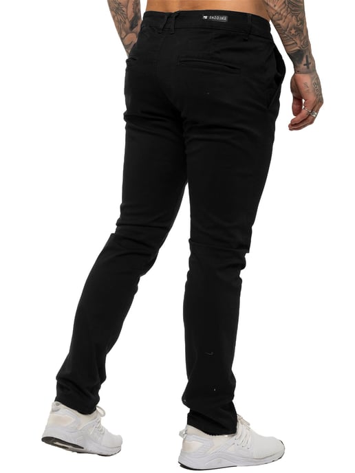 Enzo | Heren Slim Fit Stretch Chino Jeans - Zwart - Image 3